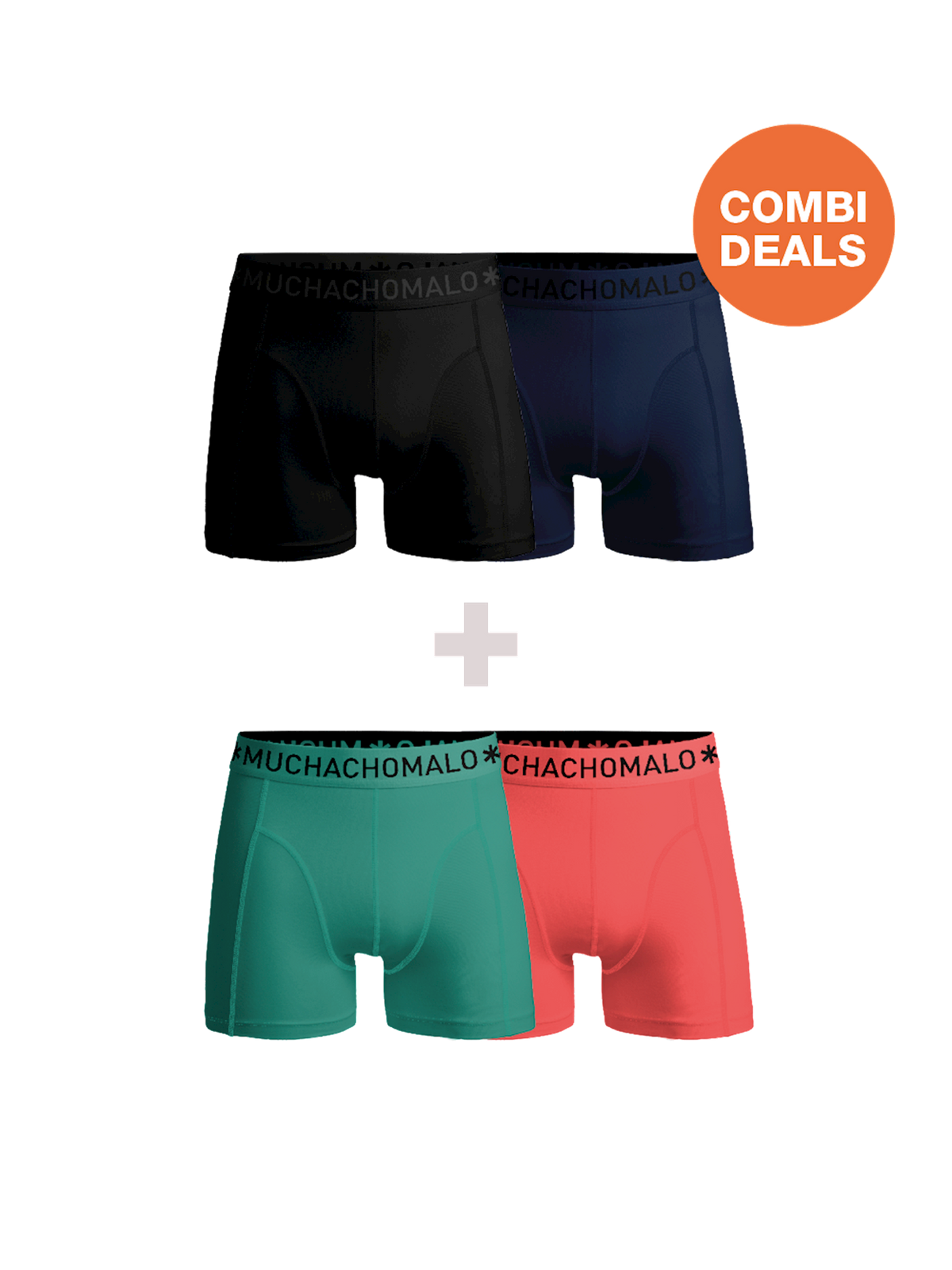 Heren 2+2-pack Boxershorts Effen