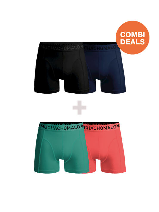 Heren 2+2-pack Boxershorts Effen