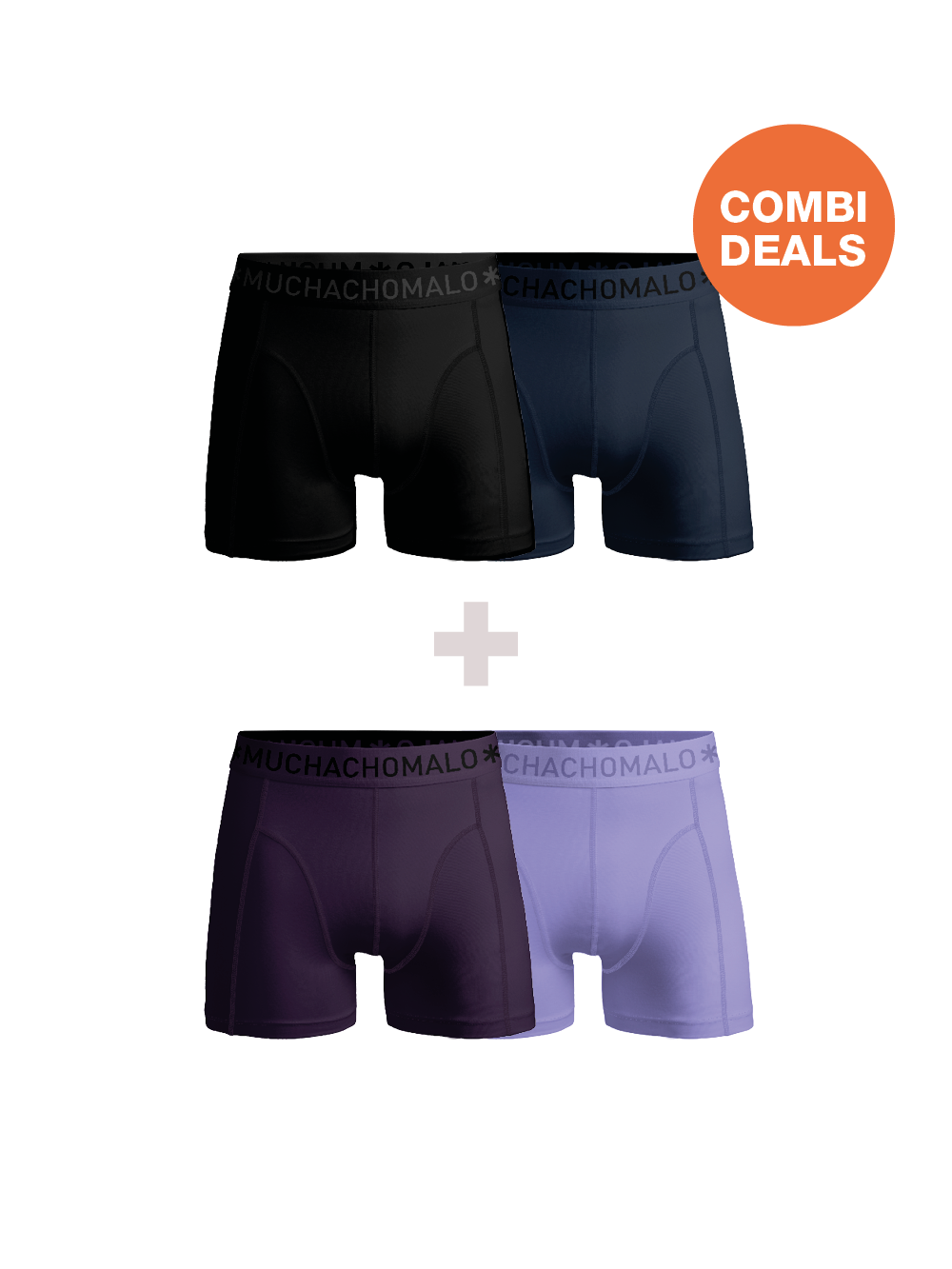 Heren 2+2-pack Boxershorts Effen