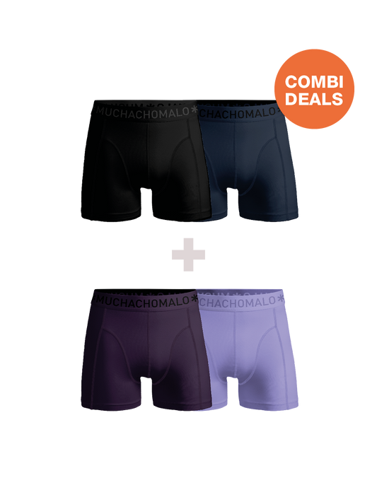 Heren 2+2-pack Boxershorts Effen