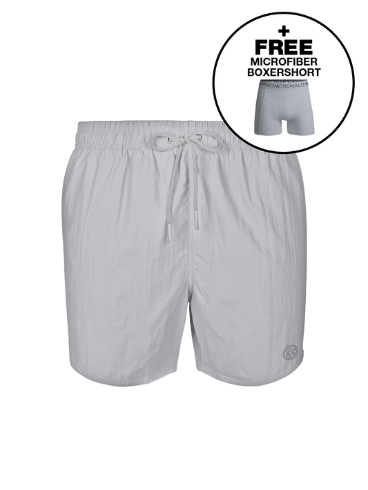 Heren Zwembroek Grijs + Gratis Microfiber boxershort