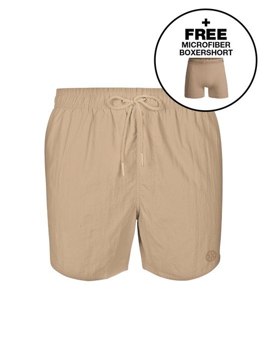 Jongens Zwembroek Beige + Gratis Microfiber boxershort