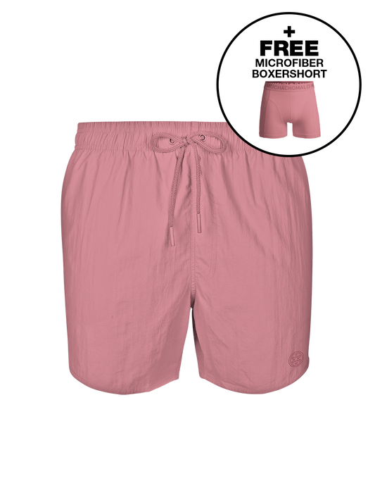 Heren Zwembroek Roze + Gratis Microfiber boxershort