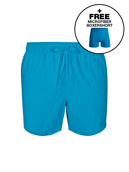 Heren Zwembroek Blauw + Gratis Microfiber boxershort