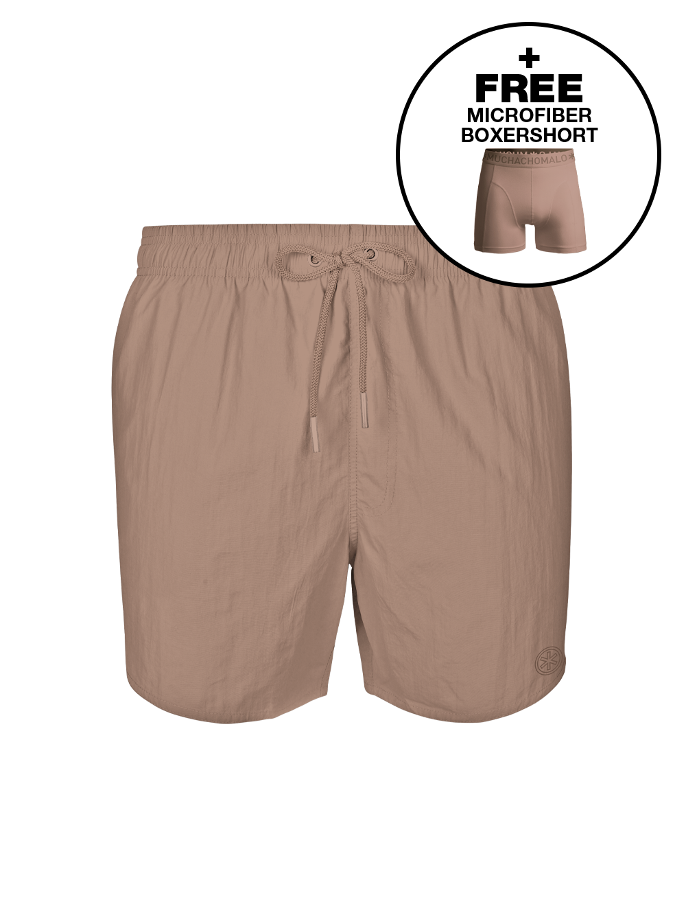 Heren Zwembroek Bruin + Gratis Microfiber boxershort