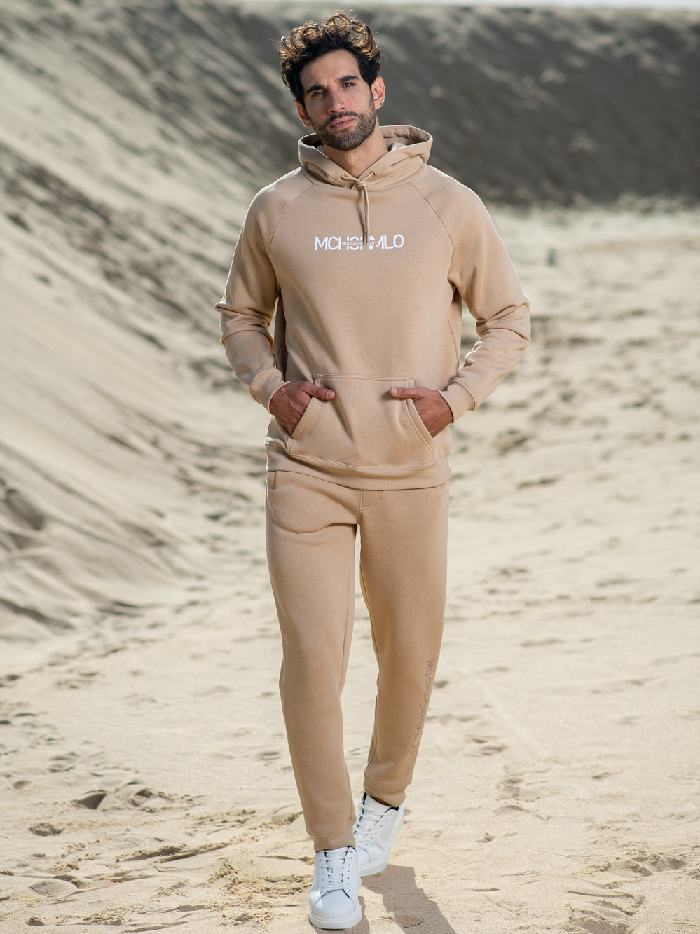 Heren Hoodie Beige