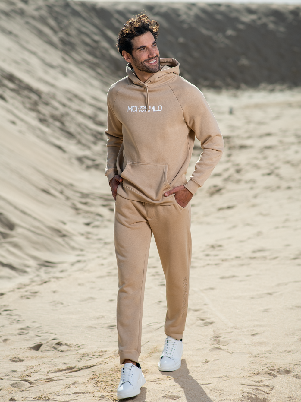 Heren Hoodie Beige