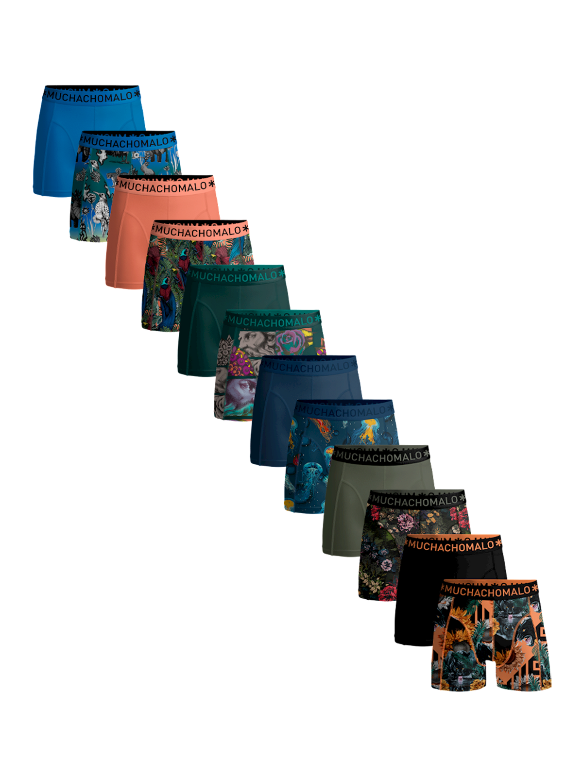 Heren 12-pack Boxershorts Print/Effen