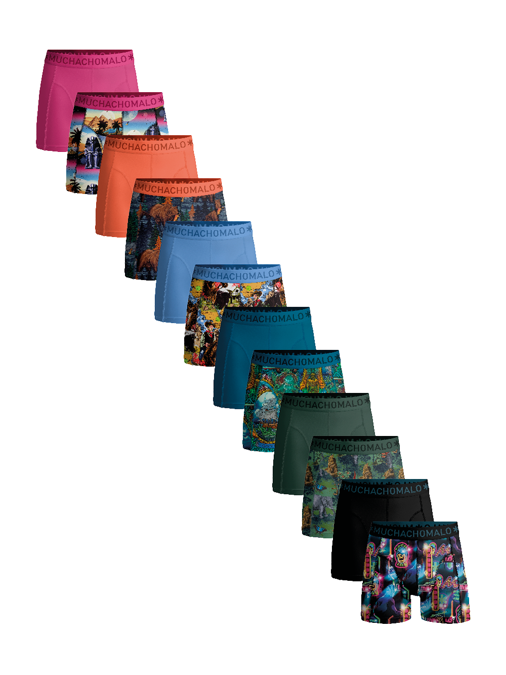 Heren 12-pack Boxershorts Print/Effen