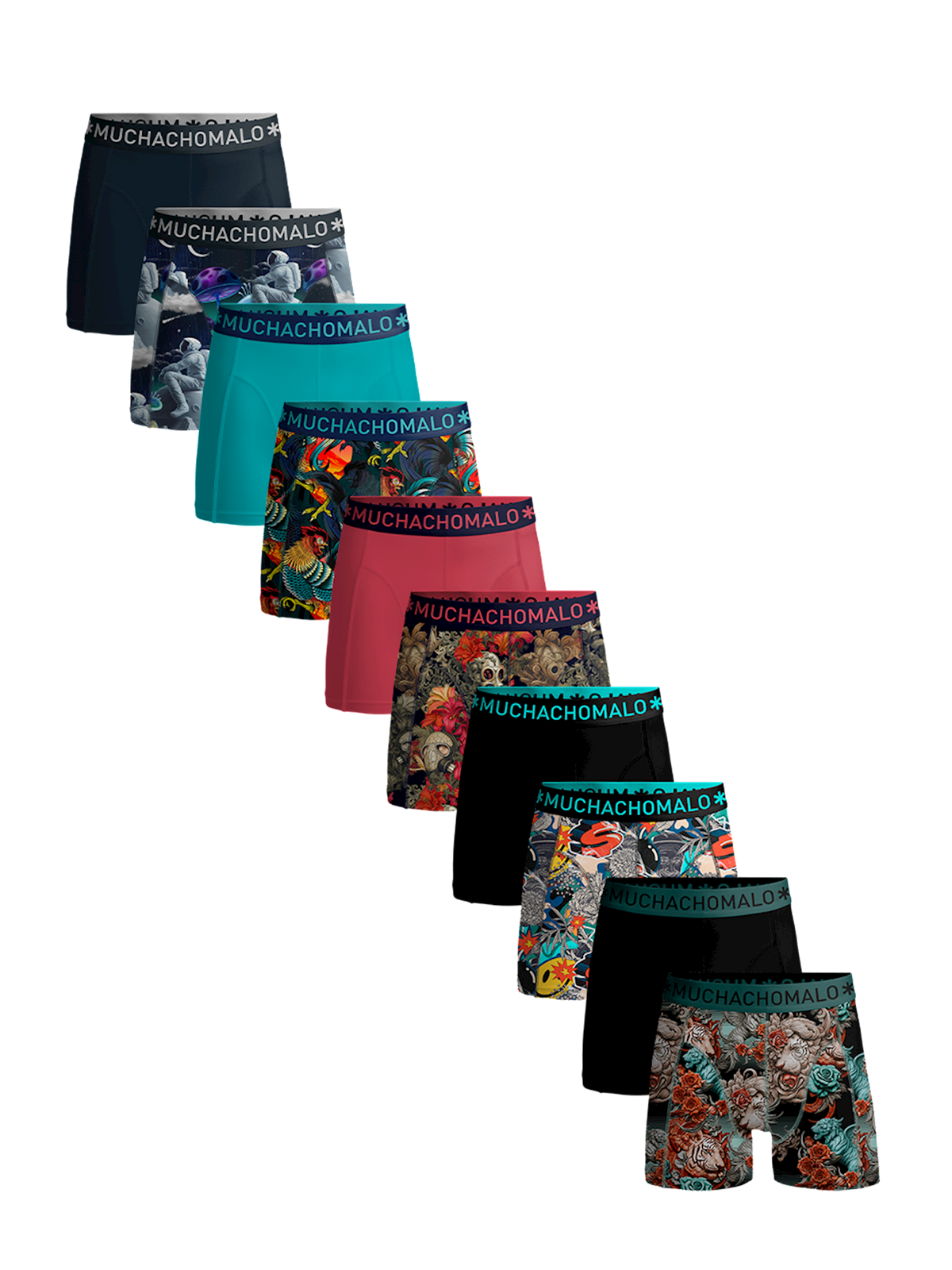 Heren 10-pack Boxershorts Print/Effen