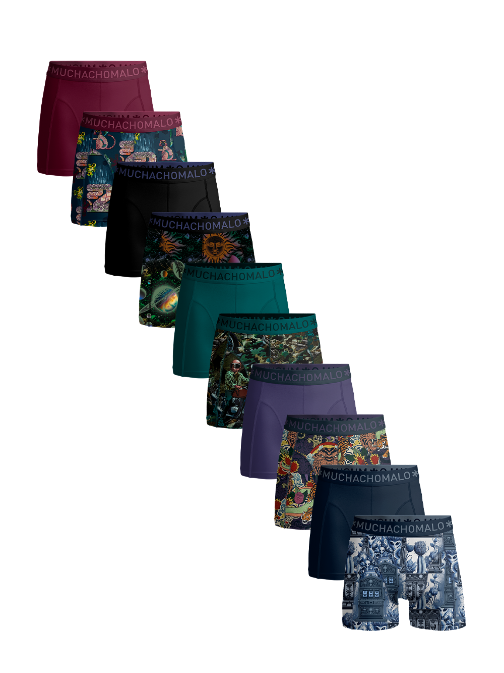 Heren 10-pack Boxershorts Print/Effen