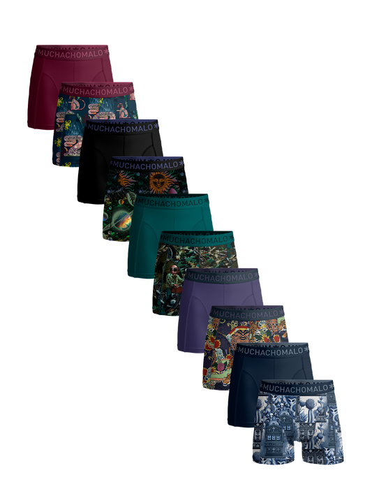 Heren 10-pack Boxershorts Print/Effen