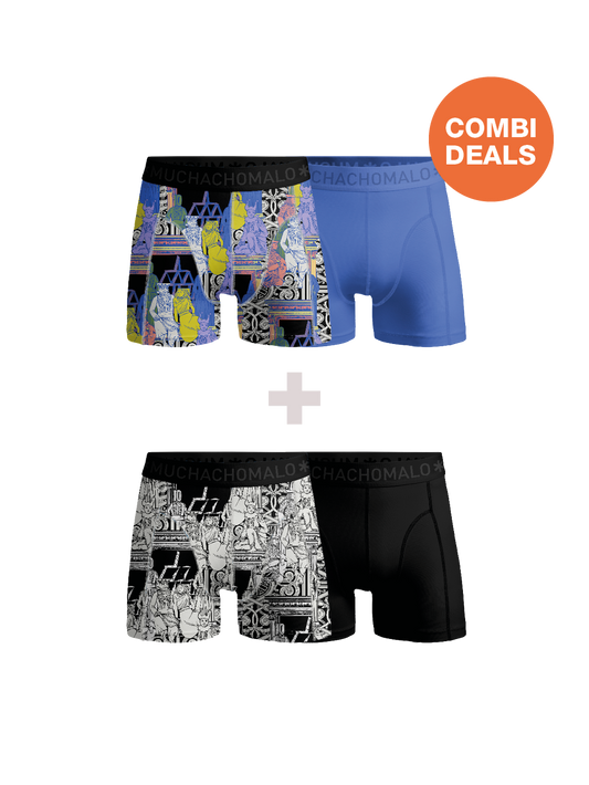 Heren 2+2-pack Boxershorts Print/Effen