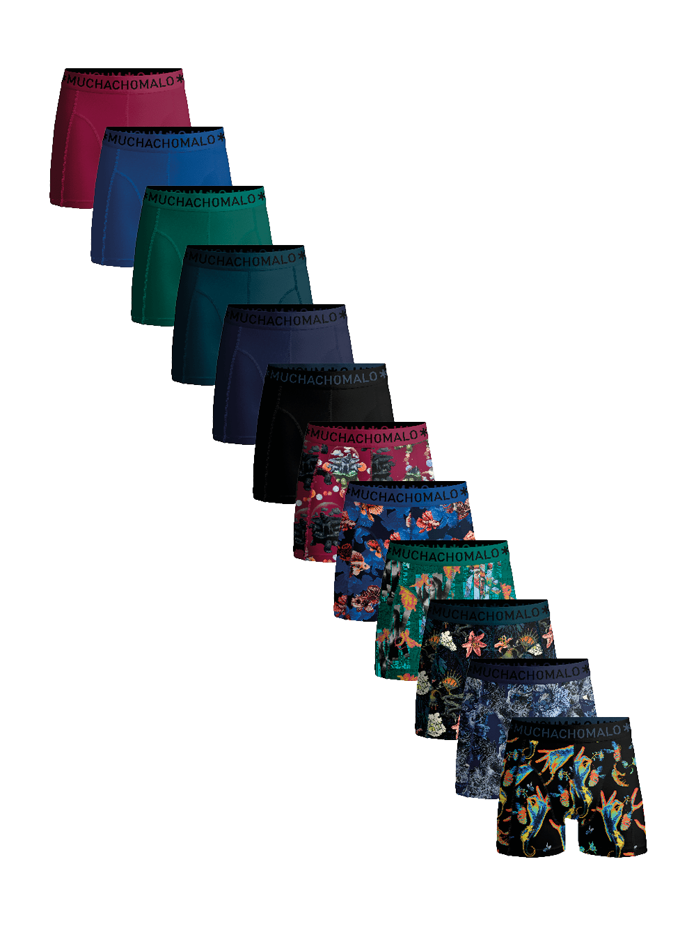 Heren 12-pack Boxershorts Print/Effen