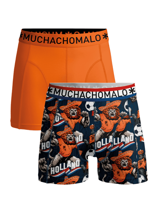 Heren 2-pack Boxershorts Oranje Special 1 + gratis sleutelhanger