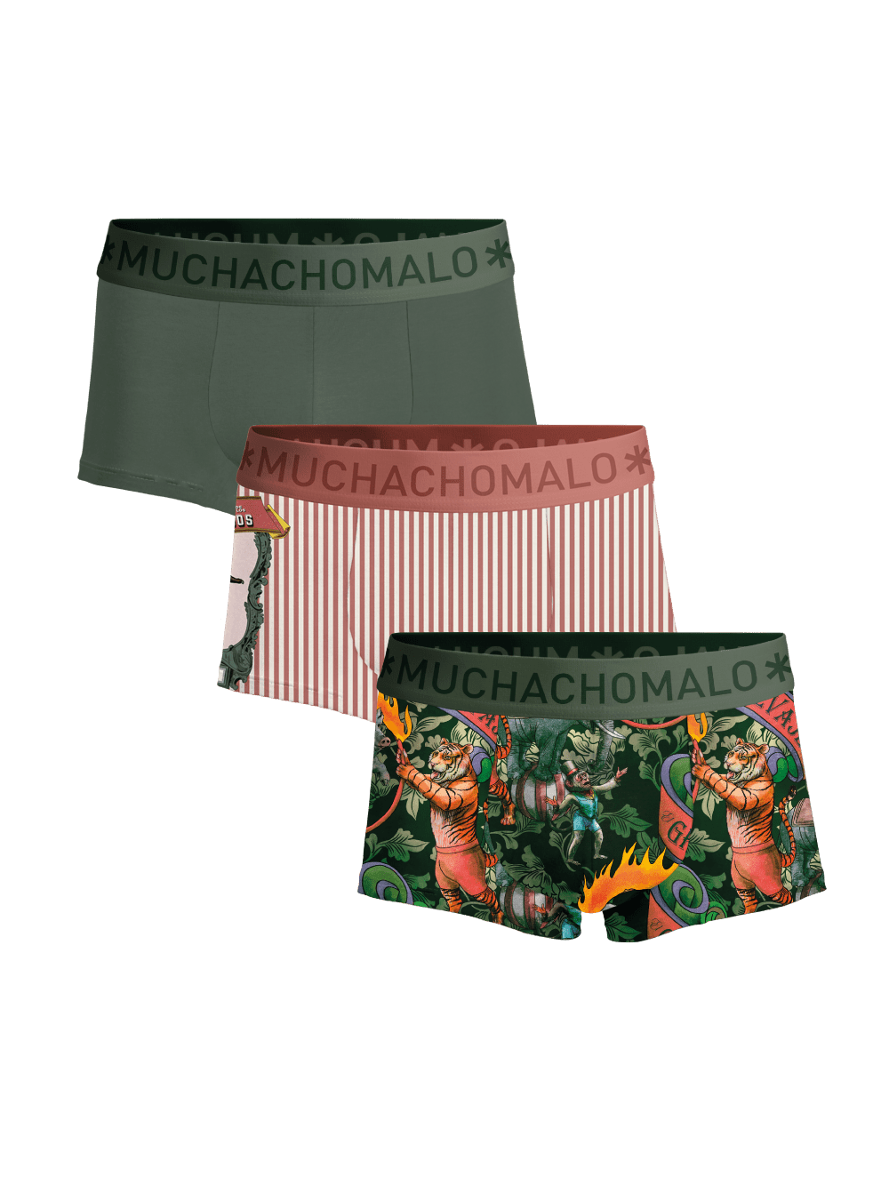 Heren 3-pack Trunks Circus Animals